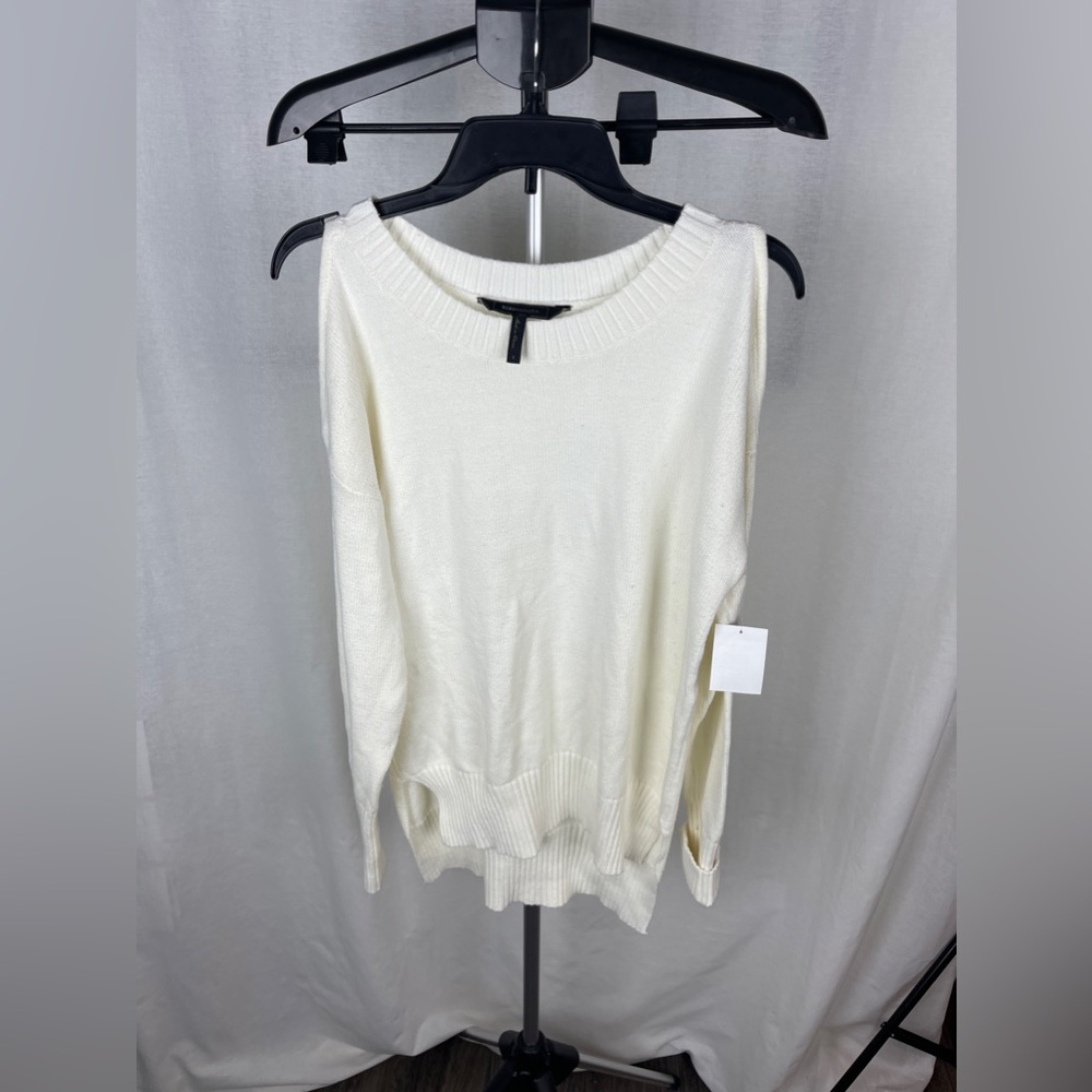 BCBGMAXAZRIA off white cold shoulder sweater size small NWT - Picture 4 of 10